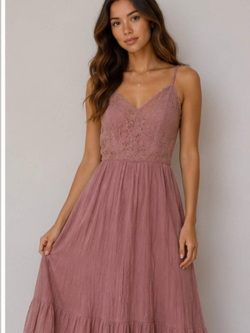 Maurices Dusty Rose Lace Midi Maxi Dress Size Small